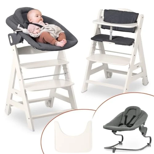 Offre limitee: hauck Chaise Haute Bébé Évolutive Beta+ Set Premium, dès la Naissance avec Siège Amovible, Coussin d'Assise et Tablette Repas - Blanc de 219.90 EUR a 189.90 EUR (economie 14%)