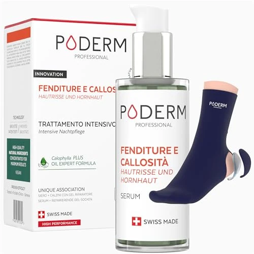 Offerta a tempo: PODERM - FESSURE E CALLOSITÀ - Ripara e lenisce le fessure/Nutre e ammorbidisce le callosità - TRATTAMENTO INTENSIVO NOTTE 8H - Ingredienti 100% Naturali - Cura dei piedi - Swiss Made - 23% da 34.90 € a 26.88 €