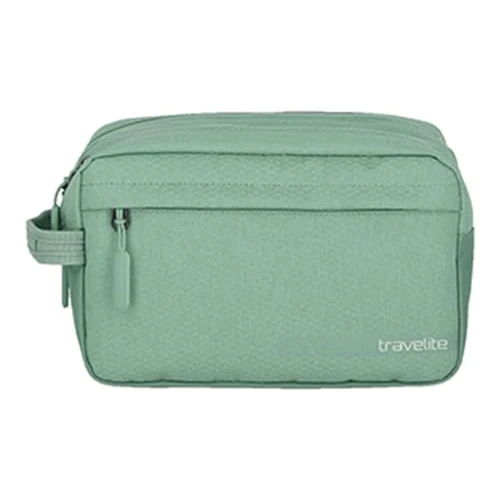 Travelite Cosmetische tas voor handbagage, kick-off kofferserie, praktische toilettas voor vakantie en sport, groen (opzet), 26 cm, Make-uptas