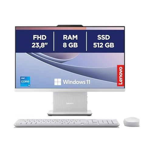 Lenovo IdeaCentre Desktop-PC All-in-One, display 24 inch FHD, Intel Core i5-13420H, 512 GB SSD, 8 GB RAM, laadstation voor smartphone, draadloos, speakers, WiFi 6, Windows 11 H, draadloos toetsenbord