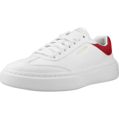 Limitiertes Angebot: Skechers Damen Cordova Classic Best Behavior, Weißes Duraleather Veloursleder, roter Rand, 42 EU von 84.95 EUR auf 71.17 EUR (Spare 16%)