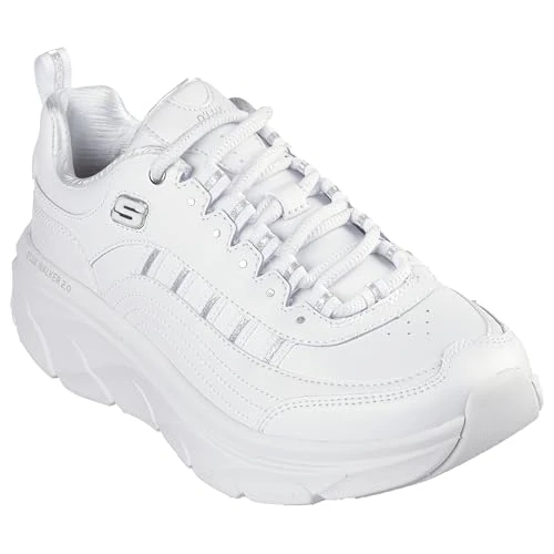 Limited-time offer: Skechers Women's D'Lux Walker 2.0 Golden Step Casual Shoes, White Leather/Silver Trim, 8 UK from 79.00 GBP to 55.56 GBP (save 30%)