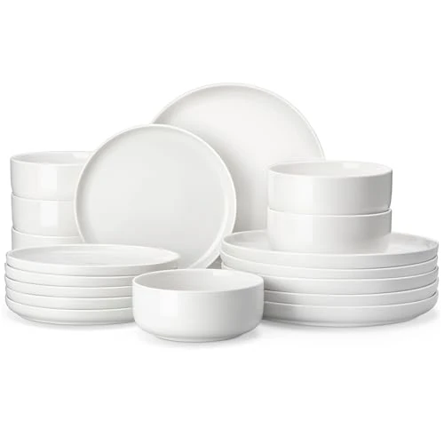 Limitiertes Angebot: MALACASA Geschirrset 6 Personen, LUNA 18-tlg Tafelservice aus Weißem Porzellan, Modernes Geschirr Set mit je 6 Speiseteller, Dessertteller und Müslischalen von 69.94 EUR auf 69.94 EUR (Spare 0%)