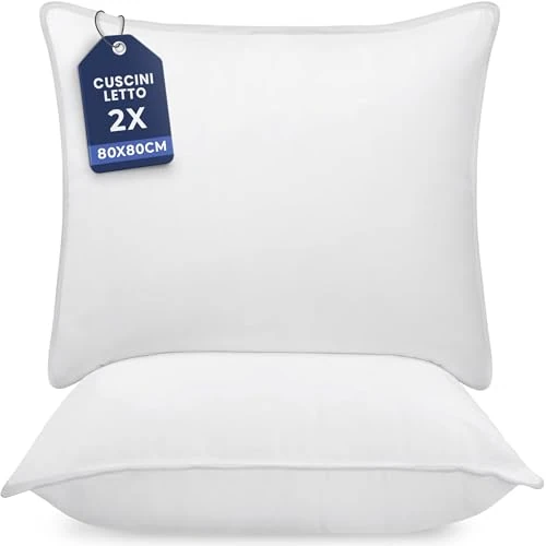 Utopia Bedding 2 Pack Premium Pillows - 80 x 80 cm, Polyester Fill, Plush, White, Rectangular