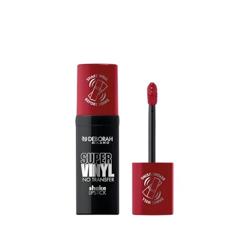 Zeitlich begrenztes Angebot: Deborah Milano Super Vinyl Shake Lipstick Flüssiger Vinyl-Lippenstift, Nr. 5 Ruby Red, intensive Farbe und kein Transfer, verleiht Vinyllippen bis zu 16 Stunden, 4 ml von 4.39 € auf 4.39 € (0.00% Rabatt)