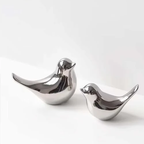 Offre limitee: Tibeoyad Lot de 2 statues d'oiseaux, en céramique, sculptures d'oiseau modernes pour paysage, jardin, maison, bureau, décoration d'affichage, argenté de 16.99 EUR a 16.99 EUR (economie 0%)