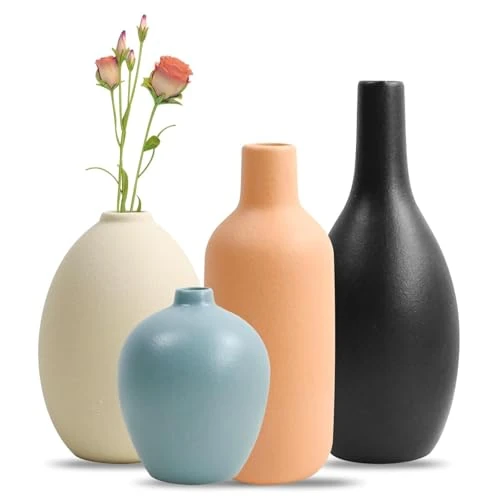 Ceramic Vases, Colourful Ceramic Vase, Small Vases, Modern Farmhouse Rustic Vases for Home Decoration, Office, Bookcase, Coffee Table Decoration