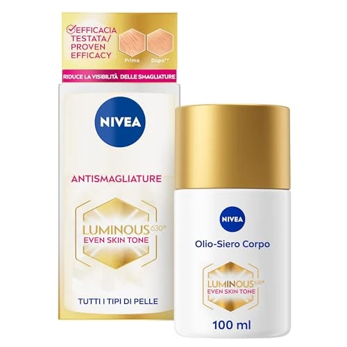 Offerta a tempo: NIVEA Luminous630 Olio-Siero Corpo Antismagliature 100 ml, Olio corpo che riduce la visibilità delle smagliature, Body Oil olio smagliature per una sensazione di pelle levigata e 48h d'idratazione - 73% da 14.99 € a 4.12 €