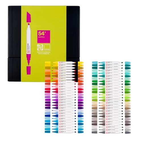 Offerta a tempo: Talens | Pantone Set di 54 Marcatori Additional | Penna a Doppia Punta con Pennello e Punta a Scalpello | Inchiostro Pigmentato a Base d'Acqua nei Colori Pantone - 56% da 173.35 € a 76.46 €