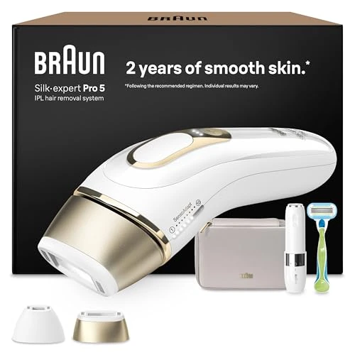 Offre limitée : Braun Epilateur Lumiere Pulsee Silk Expert Pro 5 PL5156, Blanc et Or de 387.29 € à 421.77 € (-8.90% de remise)