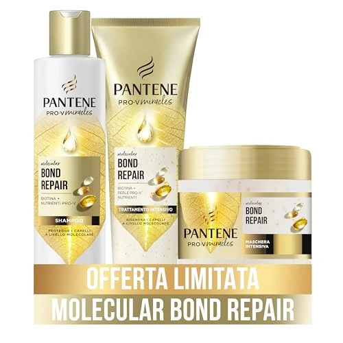Pantene Kit moléculaire Bond Repair pour cheveux, shampooing 250 ml, masque 300 ml, traitement intensif 150 ml