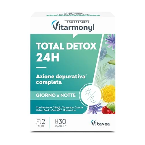 Offerta a tempo: Vitarmonyl Total Detox 24H - Drenante Detox Forte - Digestione - 30 Capsule - 40% da 8.10 € a 4.84 €