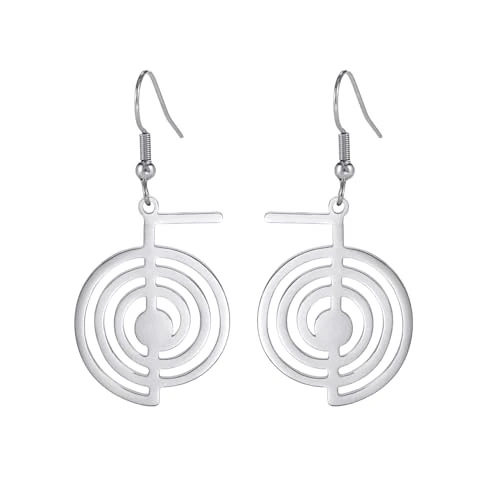 Cho Ku Rei Simbolo di Reiki Collana Cho Ku Rei Simbolo di energia Amuleto di guarigione Ciondolo di Reiki per le donne Geometria Sacra Yoga Power Spirale Gioielli (Orecchini Cho Ku Rei - argento)