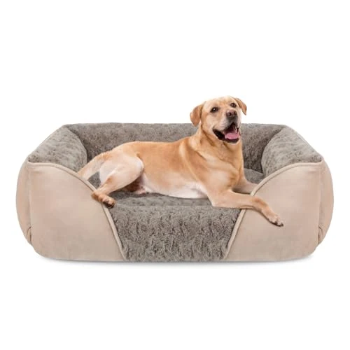 JOEJOY Dog Bed, Medium Dogs, Dog Basket, Medium and Large Dogs, Dog Bed, Washable, Fluffy, Non-Slip Dog Beds, Rose Velvet, Anti-Anxiety Dog Bed, 76 x 61 x 23 cm