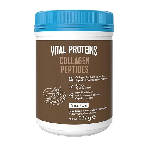 Vital Proteins Collageen Peptides Cacao gehydrolyseerd collageenpoeder, Gusto Cacao voor huid, haar en nagels, 20 g rundercollageenpeptiden per portie, 297 g