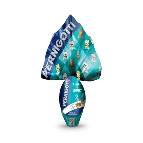 Pernigotti Uovo di Pasqua 2026 Thun x Teddy Friends al Cioccolato al Latte Finissimo, Senza Glutine, con Sorpresa Portachiavi Collezionabile, 240 g