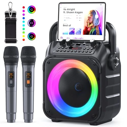 Oferta limitada: Ankuka Karaoke 2 Microfonos Inalambricos Karaoke Profesional Altavoz con Microfono y Sistema PA, Soporta Bluetooth/TV/TF/USB/AUX/FM/TWS(Negro) de 54.99 EUR a 54.99 EUR (ahorro 0%)