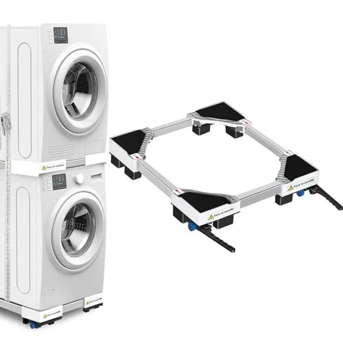 NIUXX Uniwersalna podstawa pralki, hulajnoga transportowa, funkcja antywibracyjna, regulowane hamulce, regulowany rozmiar, do pralek i suszarek 42-69 cm, obciążenie 400 kg