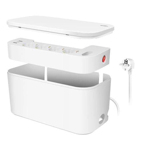 LogiLink LPS281U Cable Box with 5 Sockets and 3 USB Ports White