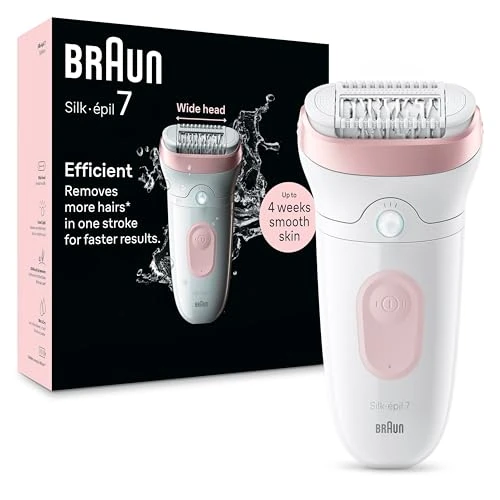 Offre limitée : Braun Silk-épil 7, Épilateur Avec Tête Large Pour Épilation Facile, Étanche, Peau Douce Longue Durée, 7-000, Blanc/Rose de 110.36 EUR à 82.77 EUR (remise 25%)