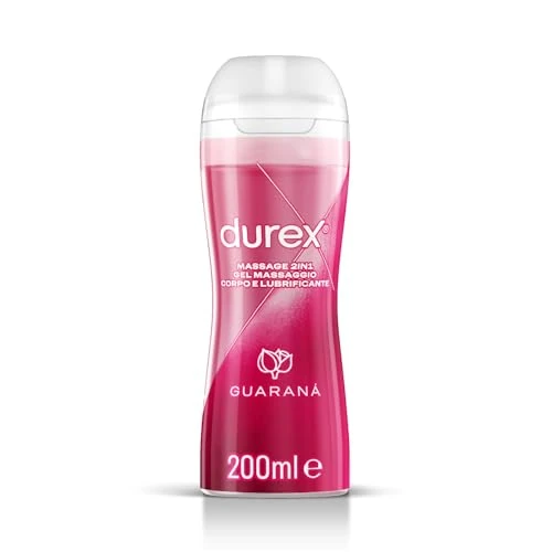 Durex Masaje 2 en 1 Guaraná, lubricante sexual íntimo, apto para relaciones íntimas y masajes, gel lubricante a base de agua, formato cómodo, 200 ml