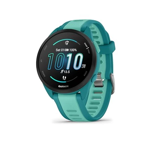 Offerta a tempo: Garmin Forerunner 165, Smartwatch per la corsa, 43mm, Musica, App di Streaming, GPS, Cardio, VO2max, Report mattutino, HRV Status, Piani gratuiti 5K, 10K, 21K e Maratona, Pay (Aqua) - 20% da 329.99 € a 265.47 €