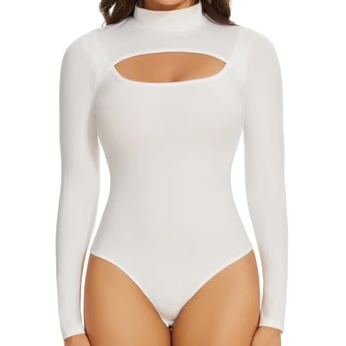 Joyshaper Sexy y Elegante Camiseta Femenina de Manga Larga Bodysuit Top Slim Fit Mono Combishport Casual Sports Clothing Clubwear