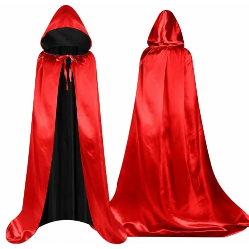 Offerta a tempo: Costume da vampiro, mantello con cappuccio, per bambini e adulti, per Halloween e carnevale su entrambi i lati - 15% da 13.99 € a 11.88 €