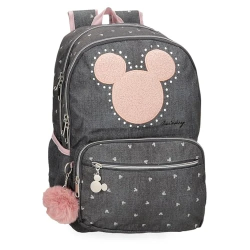 Disney Joumma Mickey Studs - Zaino scuola nero, 32 x 44 x 17 cm, in poliestere, 23,94 l, colore: Nero, Nero, Zaino per la scuola