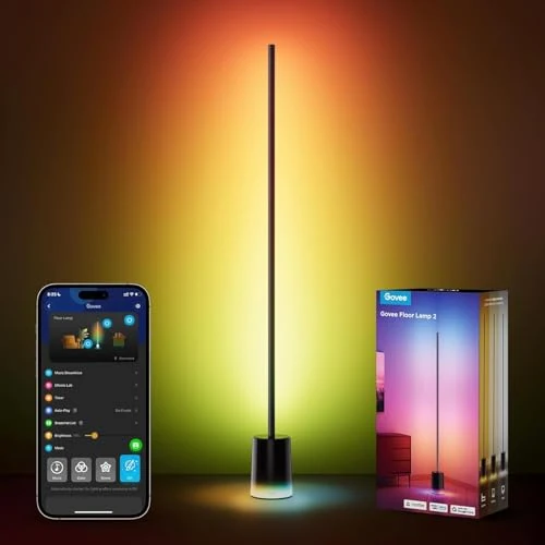 Offerta a tempo: Govee Lampada da Terra RGBIC, Luci LED Compatibile con Alexa e Matter, 152cm Dimmerabile 1725lm con Telecomando e APP, Sinc Musica, 82 Modalità, Lampada per Comodino, Camera da Letto e Salotto, Nero - 0.00% da 149.99 € a 149.99 €