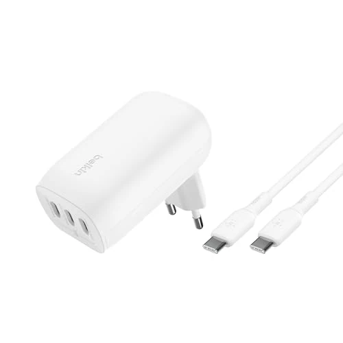 Oferta limitada: Belkin Cargador de Pared con 3 Puertos USB-C y PPS de 67 W BoostcCharge, Cargador rápido USB-C PD 3.1 para la Serie iPhone 16, 15, MacBook Pro, AirPods, Galaxy y Otros, Cable USB-C a USB-C Incluido de 39.99 € a 39.99 € (ahorro 0.00%)