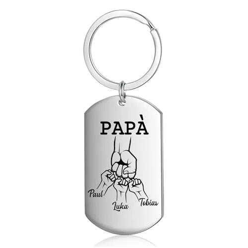 kaululu Portachiavi Personalizzato con Incisione Foto e Nome Portachiavi in Acciaio Inossidabile Regali per Uomo/Fidanzato/Papà/Marito Festa del Papà