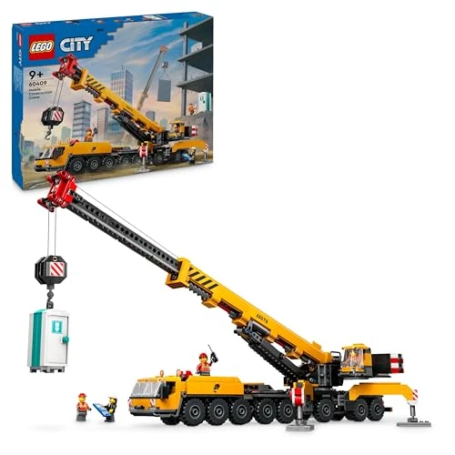 LEGO City Grúa de Obra Móvil Amarilla de Juguete de Construcción, Regalo para Niños y Niñas de 9 Años o Más, Juego Creativo con Vehículos, 4 Minifiguras de Obreros para el Juego de rol 60409