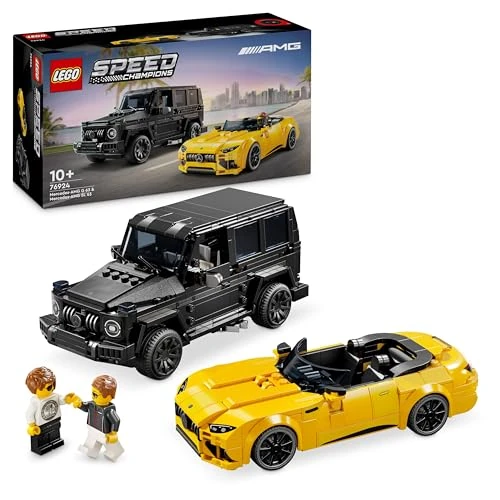 LEGO Speed Champions Mercedes-AMG G 63 e Mercedes-AMG SL 63, Macchine Giocattolo da Costruire, 2 Modellini di Auto per Bambini e Bambine da 10 Anni con Minifigure di Piloti, Regalo di Compleanno 76924