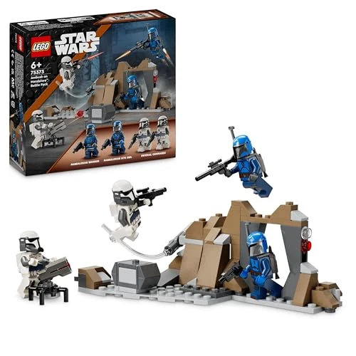 Offerta a tempo: LEGO Star Wars Battle Pack Agguato su Mandalore, Gioco d'Avventura per Bambini e Bambine da 6 Anni in su con 4 Personaggi da The Mandalorian, Giocattolo con Armi, Jetpack e Grotta da Costruire 75373 - 25% da 21.99 € a 16.49 €