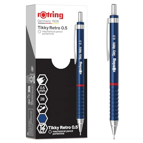 Zeitlich begrenztes Angebot: rOtring Tikky Retro Druckbleistifte | 2B 0,5 mm | Blauer Schaft | mit geriffeltem Griff für hohen Komfort | 12 Stück von 31.99 € auf 31.99 € (0.00% Rabatt)
