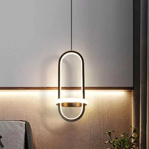 Mengjay Lampada a Sospensione Moderna, luce a lampadario regolabile in altezza,Nordic Modern Restaurant soffitto,Per Tavolo Da Pranzo Sala Da Pranzo Lampada Per Ufficio Cucina (Nero)