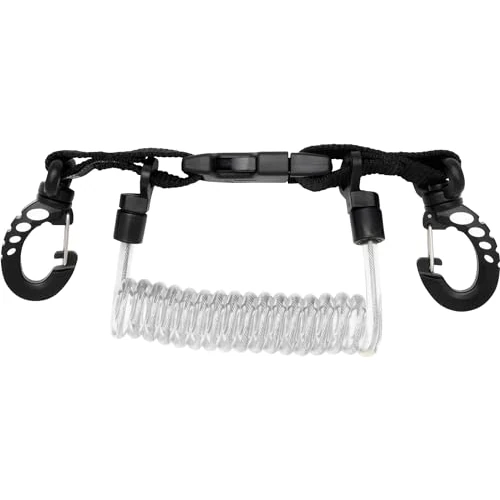 Oferta limitada: Canon Spiral Laynyard with Clip Snap Extensor Dos Mosquetones INOX de Buceo, Unisex-Adult, Negro/Transparente, 2 Mosquetóns de 29.99 EUR a 29.99 EUR (ahorro 0%)