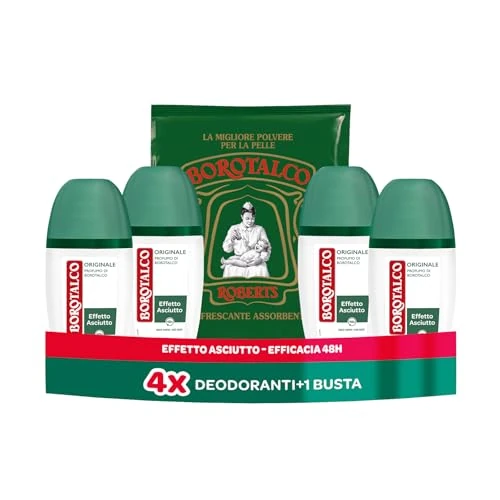 Offerta a tempo: Borotalco, Deodorante Vapo Originale, con Talco a Cristalli Attivi, Tripla Protezione Asciutta, Senza Alcool, Profumo di Borotalco - 4 Pezzi da 75 ml - Esclusiva Amazon - 29% da 18.11 € a 12.94 €