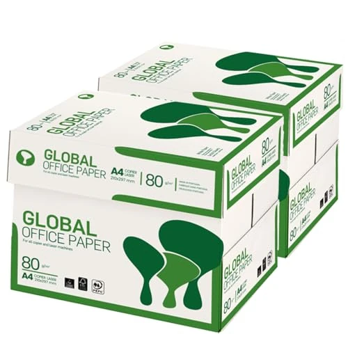 Offerta a tempo: GLOBAL OFFICE PAPER carta A4 per stampante - 80gr - confezione da 10 risme da 500 fogli l'una -Tot 5.000 fogli - Cartiera Navigator - Ideale per tutte le stampanti e fotocopiatrici - Bianco - 0.00% da 48.90 € a 48.90 €