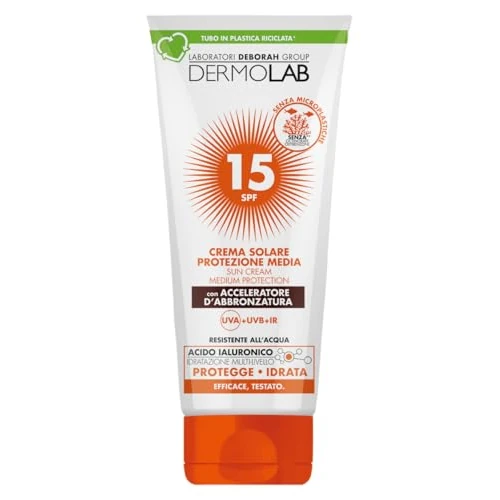 Offerta a tempo: Dermolab - Crema Solare Abbronzante Protettiva SPF 15, Texture Vellutata Non Grassa con Acceleratore di Abbronzatura e Acido Ialuronico Idratante, Resistente all'Acqua, 200ml - 35% da 10.21 € a 6.63 €