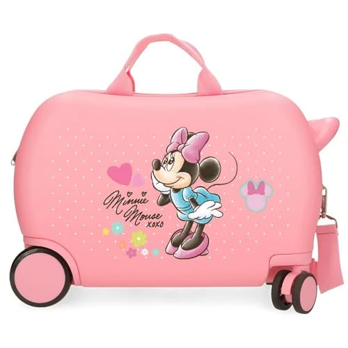 Disney Joumma Bags, Minnie Imagine, Valise Cabine pour Enfant, fabriquée en ABS, Un matériau, Quatre Roues Doubles à Rotation multidirectionnelle, Fermeture à Combinaison latérale., Rose, Valise pour