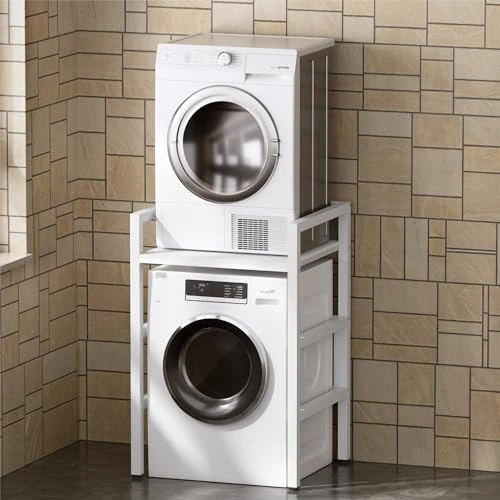Oferta limitada: MSFE Estantería Lavadora,Soporte de Altura Ajustable para Secadora,Kit de Apilamiento para Lavadora y Secadora,Armario para Lavadoras de Tambor,Capacidad de Carga 350kg,73*64*110cm,Producto Patentado de 102.59 € a 89.99 € (ahorro 12%)