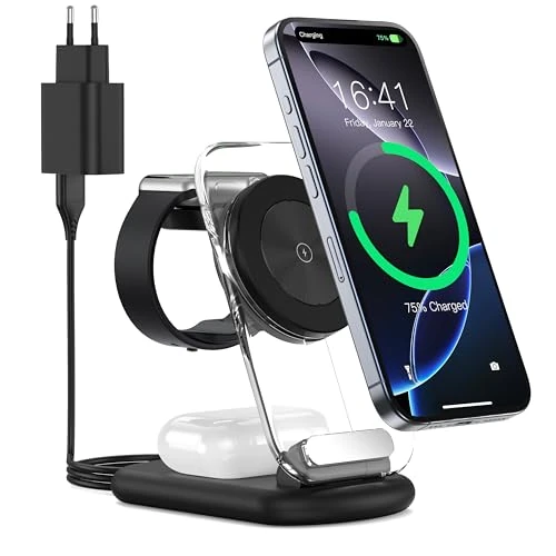 Limitiertes Angebot: Mag Safe Ladestation, Kabellos Ladegerät, 3 in 1 Faltbare Induktive Ladestation Apple Watch und iPhone 16 15 14,Travel Charging Station,Apple Watch Ultra 2/1/Series 9,AirPods von 28.00 EUR auf 28.00 EUR (Spare 0%)