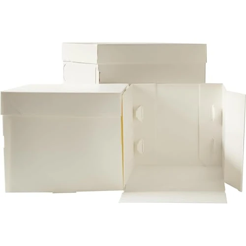 Decora, 0339409 - Caja para dulces de cartón microondas con tapa, de 50,5 x 50,5 x 50 cm de altura, para transportar y almacenar tartas decoradas, empaquetadas individualmente. Producto patentado.