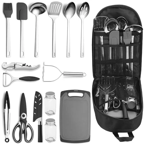 Tijdelijke aanbieding: ReaNea Camping Essentials Accessoires Camping Gear Must Haves, Kookgerei Set Rv Camping Keuken Backpacken Benodigdheden Camper Gadgets Outdoor Wandelen Reizen Picknick Geschenken van 39.98 EUR naar 39.98 EUR (korting 0%)