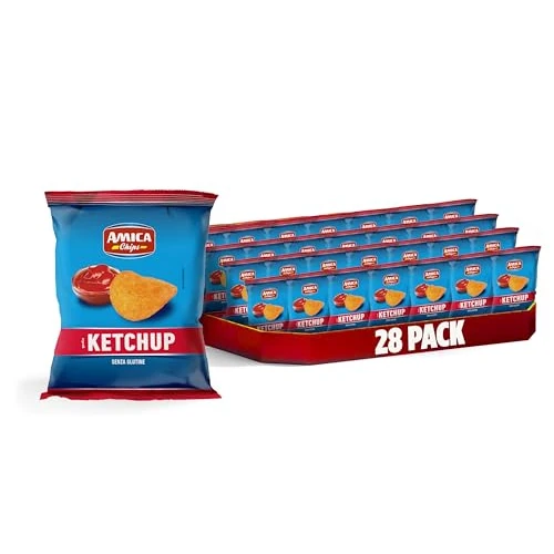 AMICA Chips | La Patatina Gusto Ketchup, Snack Senza Glutine, Con Olio di Semi di Girasole, Aroma Naturale, 28 Pezzi x 25 gr