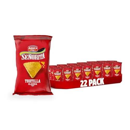 Offerta a tempo: AMICA Chips | Senorita Tortilla Classica, Ricetta Originale con Farina di Mais Masa, Patatine Messicane Cotte a Fiamma Viva, 22 Pezzi x 200 gr - 23% da 49.29 € a 38.13 €