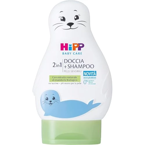 Offerta a tempo: HiPP - Baby Care Doccia Shampoo per Bambini a Forma di Simpatica Foca, Deterge con Delicatezza Corpo e Capelli, pH Neutro, con Estratto di Mandorle Bio, 1 Flacone da 200 ml - 0.00% da 7.85 € a 7.85 €