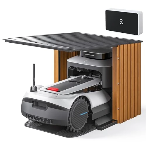 ECOVACS GOAT G1-2000 robotmaaier met robuuste garage en automatische verbindingsmodule, draadloze begrenzing voor tuinen tot 2000 m², AIVI 3D obstakelvermijding, 16 zones beheer